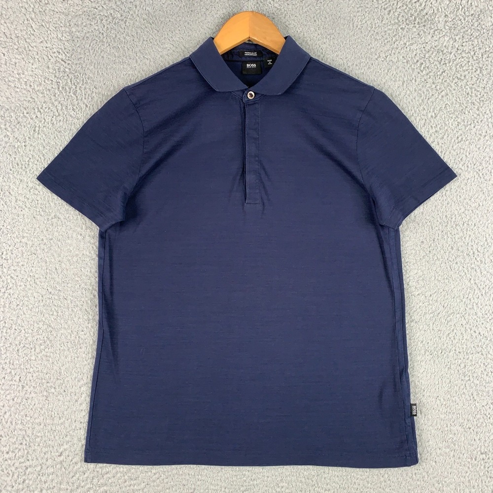 Hugo Boss Pressler 50 Polo Shirt Men's Small Navy Mercerised Cotton Regular Fit